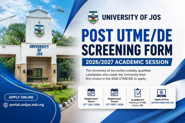 UNIJOS Post-UTME/DE Screening Form 2026/2027