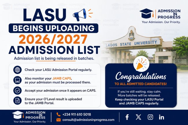 LASU Begins Uploading 2026/2027 Admission List on Admission Portal