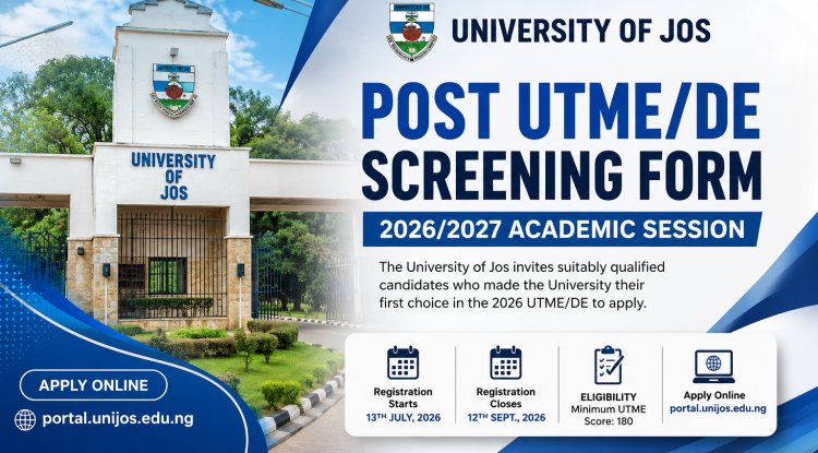 UNIJOS Post-UTME/DE Screening Form 2026/2027