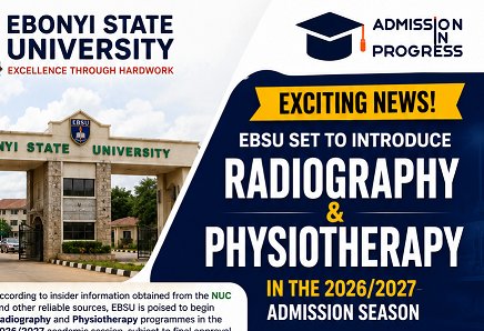EBSU Introduces Radiography and Physiotherapy Programmes in the 2026/2027 Admission Season